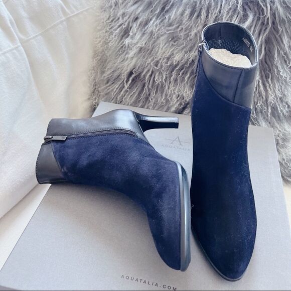 Aquatalia Dia Dress Suede/Calf Bootie Navy/black - Picture 9 of 12